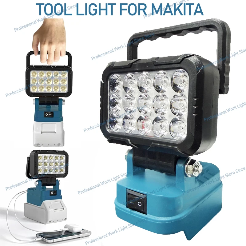 

Фонарь для аккумуляторов Makita 14.4V-18V Li-ion, уличный фонарь, 3-дюймовый беспроводной светодиодный рабочий фонарь, лампа для кемпинга, аварийное освещение