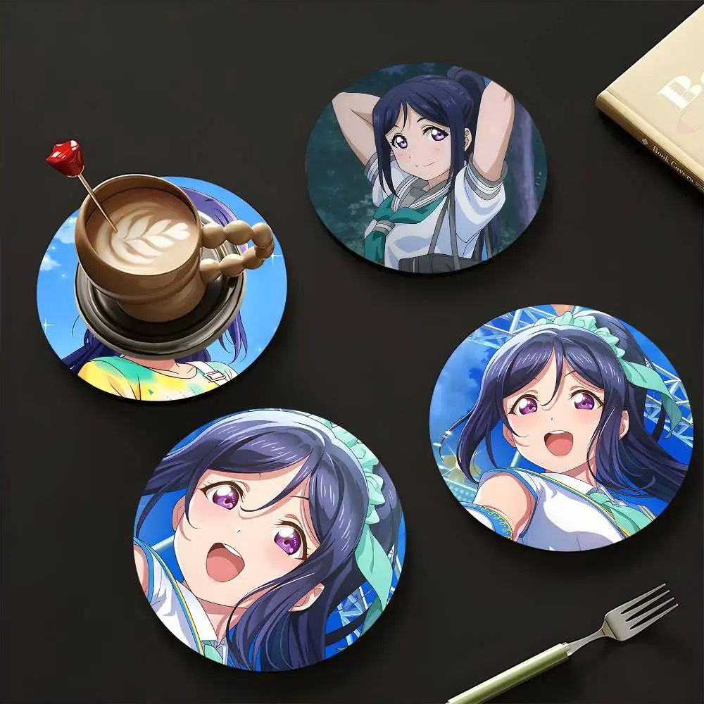 1pc Kanan Matsuura Anime Characters Wooden Coaster Colour Printing Cup Mat Home Desk Decoration Gifts