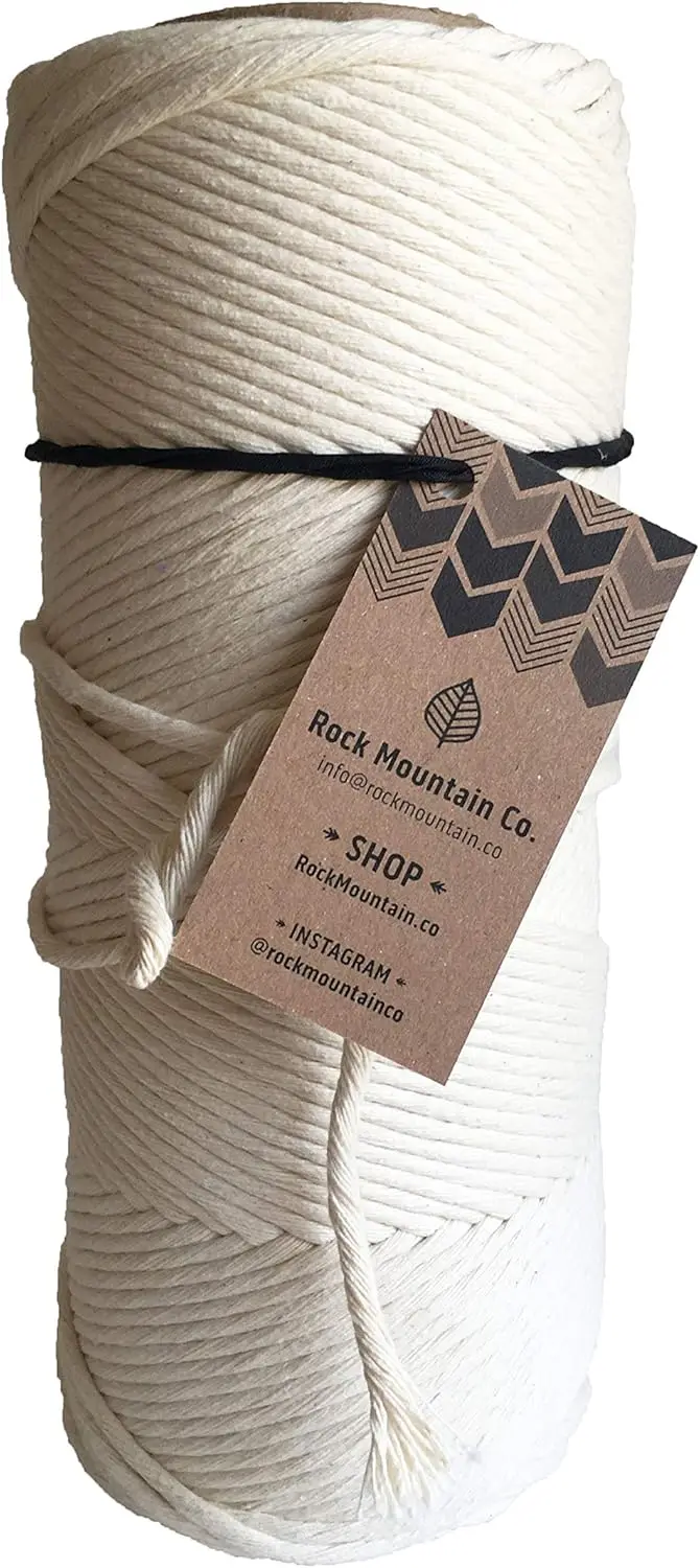

6mm Natural Cotton Macrame Cord, Bulk Craft Knotting Rope for Home Decor and Handmade DIY