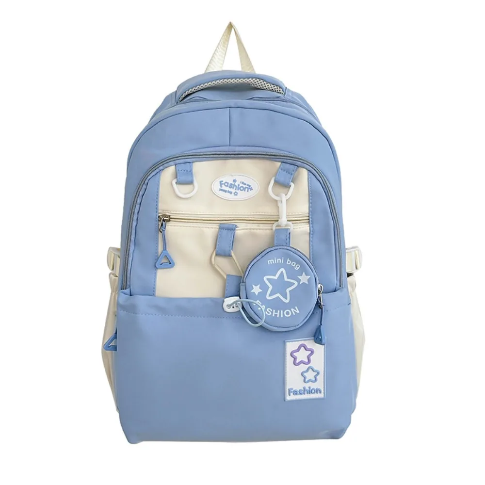 

New Canvas Laptop Backpack Lightweight Durable School Backpack Contrasting Colors Student Bookbag Schoolbag