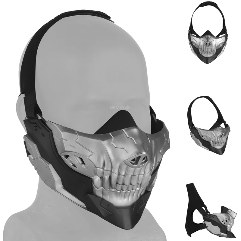 

Outdoor Hunting Face Mask Men Women Cosplay Breathable Halloween Mesh Masks Tactical CS Paintball Half Face Skull Mask
