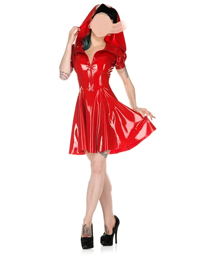 100% Latex gummi rubber kleid rot draussen beiläufig sport rock Party S-XXL