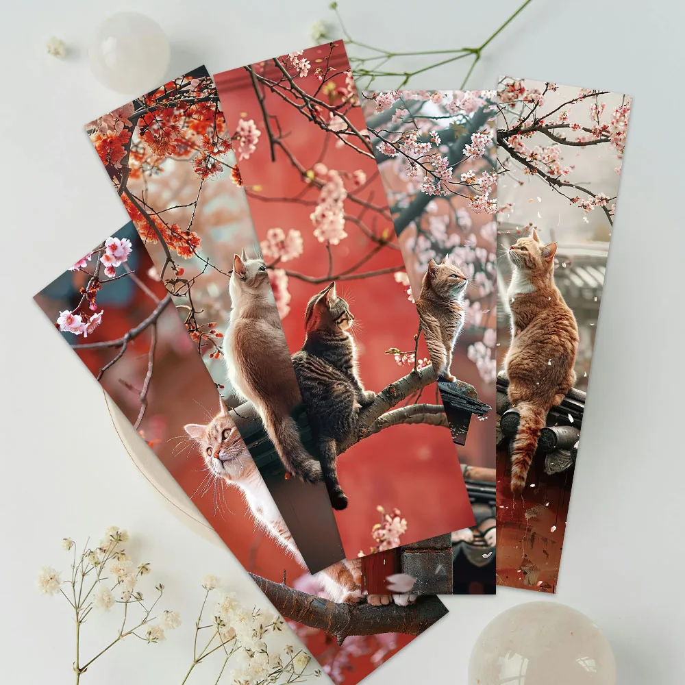 30pcs Retro Aesthetic Flowers Cats Paper Bookmarks For Students DIY Readers Page Marker Library Office Page Marking