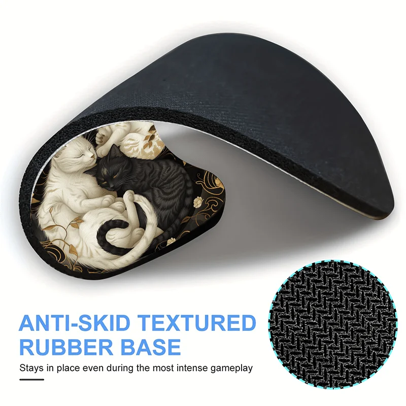 Alfombrilla de ratón redonda con tema de gato, base de goma antideslizante, almohadillas portátiles de escritorio para oficina, ordenador, portátil, accesorios para PC, resistente al desgaste
