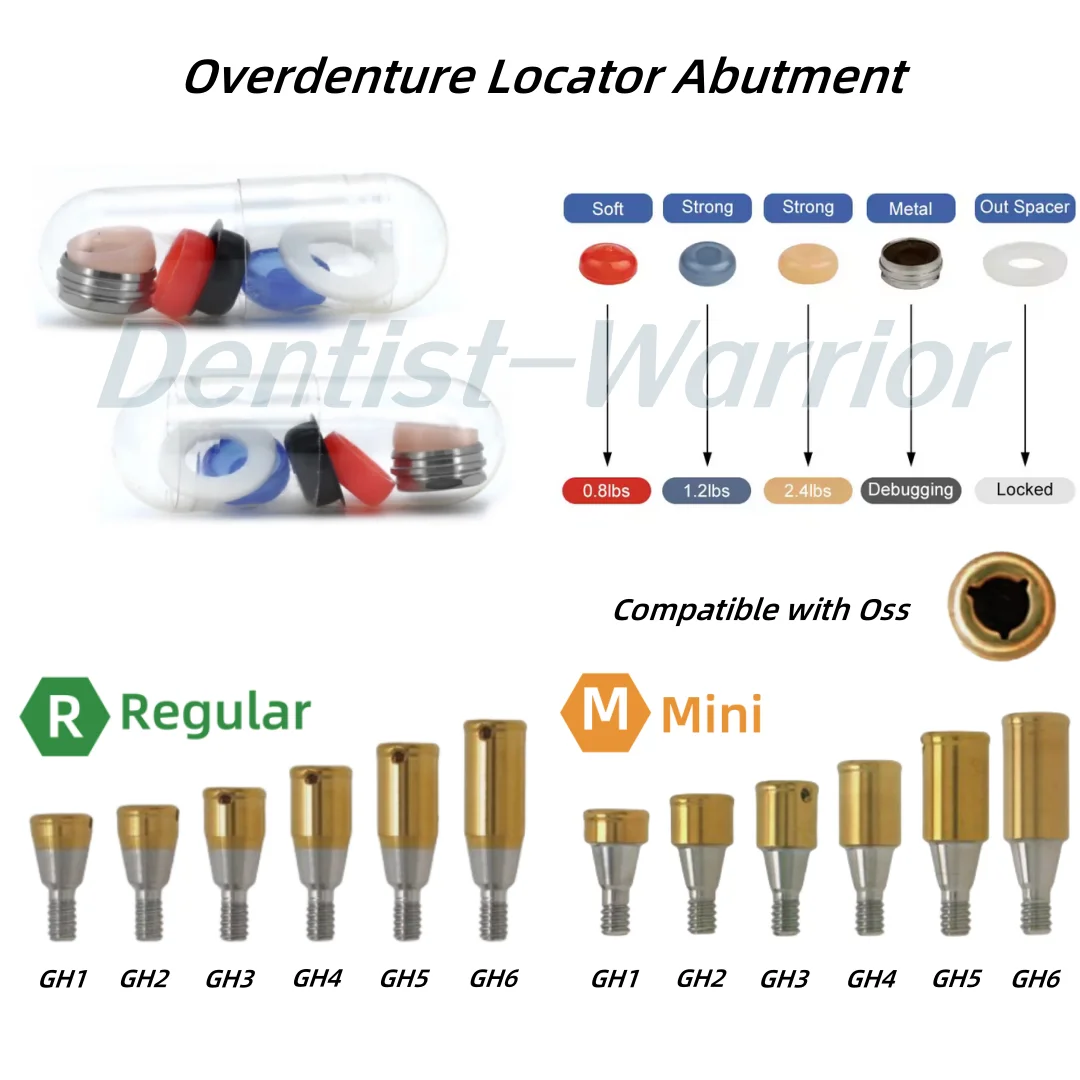 Dental Retentive Caps Inserts Locator Implant Metal Housing Caps Overdenture Attachment Retention Caps Regular/Mini