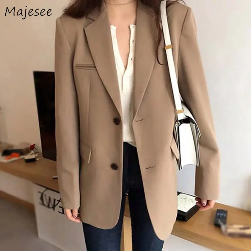 Blazer Women Hot Sale Solid Elegant Office Ladies Classic Womens Blazers Casual Long Single Breasted Korean Fashion Clothing