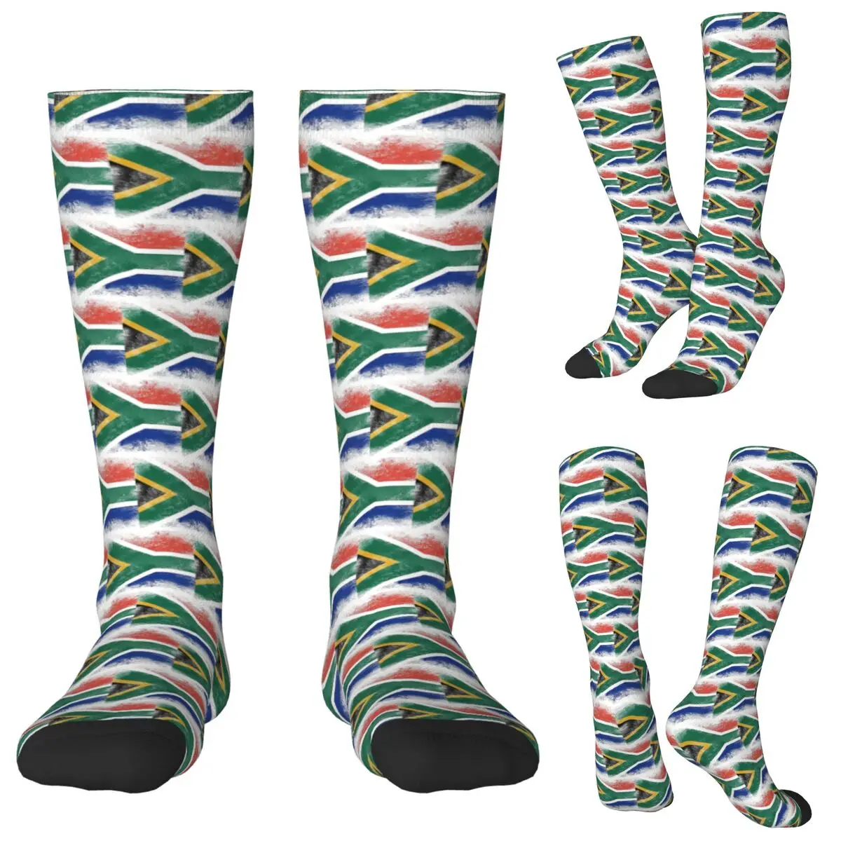

South Africa Flag Socks Harajuku Stockings All Season Long Socks Accessories for Man Woman Gifts