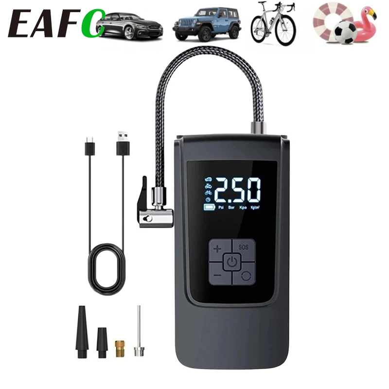 

EAFC портативный беспроводной автомобильный воздушный насос 150PSI умный воздушный компрессор насос для накачивания шин для автогрузовиков мотоциклетные шарики LCDDigital