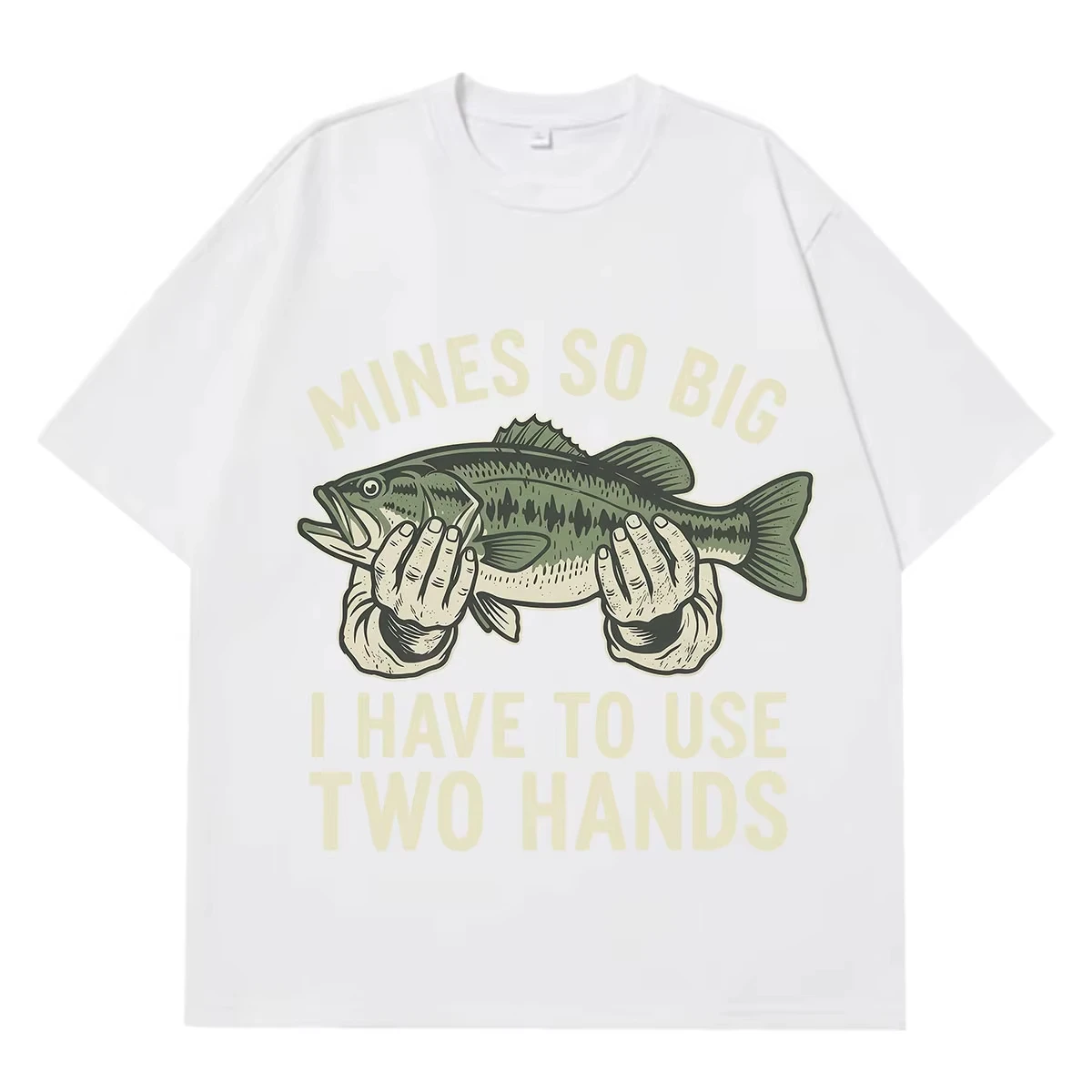 Mens Mines So Big I Have To Use Two Hands Funny Fishing Graphic T Shirt Men Women Vintage T-shirt Summer Cotton Casual T-shirts