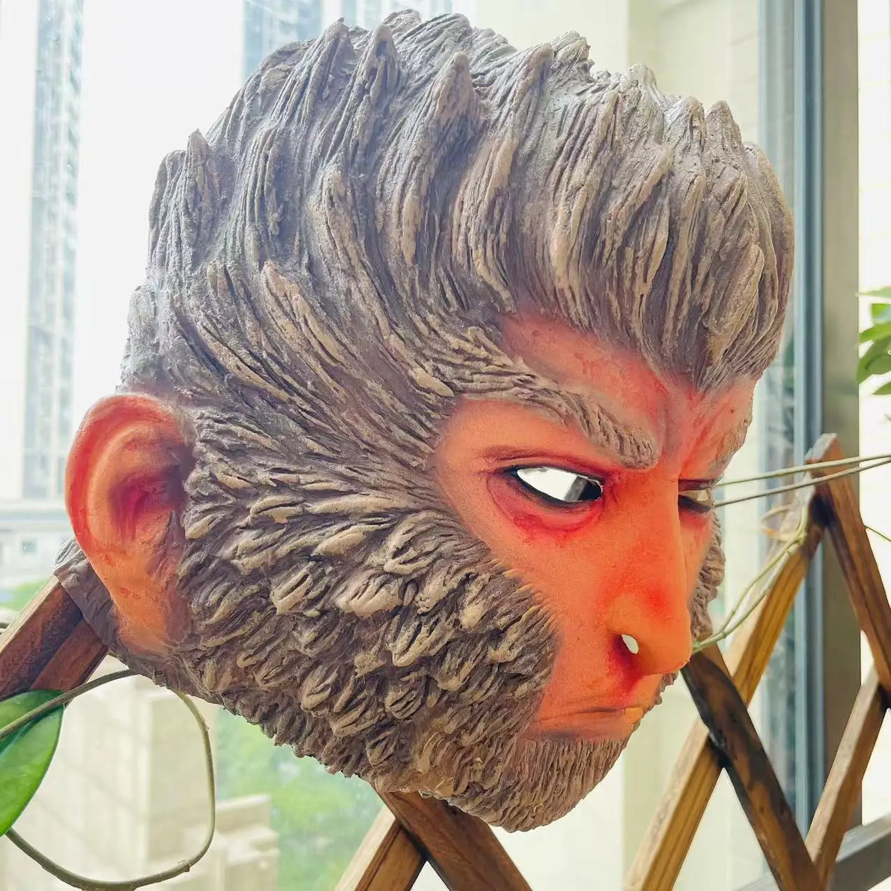 우콩 코스프레 헤드기어 할로윈 동물 코스프레 갈색 원숭이 역할극 마스크 라텍스 마스크 게임 코스프레 소품 성인용 원사이즈