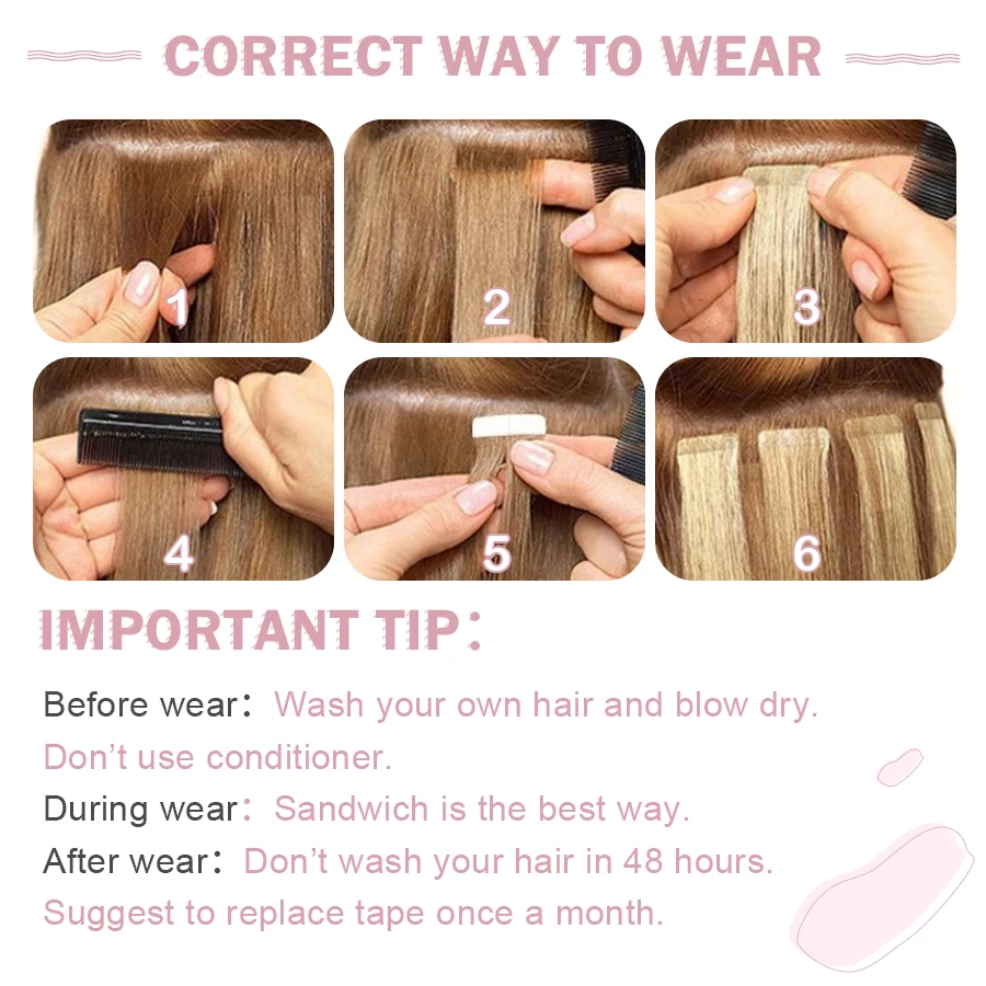 K.S WIGS PU Skin Tape In Hair Extensions Double Stitched Real Human Hair Extension Lightweight Invisible End Tape Hair Extension