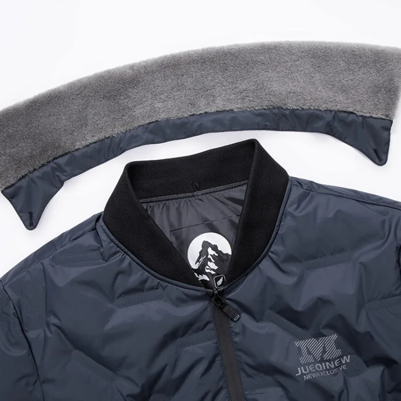 Manteau coupe-vent en duvet de canard blanc pour homme, coupe couvertes, col en fourrure, poignées amovibles, 90% duvet de canard, manteau