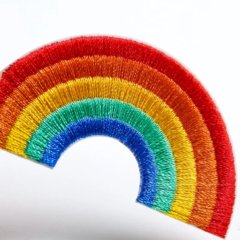 2PCS Rainbow Patch Stripes Badge Embroidery Applique Iron on Patches for Clothes Stickers Handmade DIY Apparel Sewing Supplies