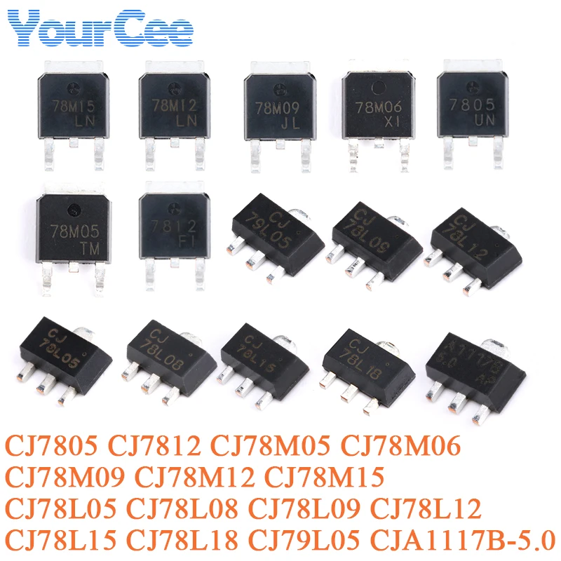 20pcs CJ7812 CJ7805 CJ78M15 CJ78M12 CJ78M09 CJ78M06 CJ78M05 TO-252-2 1.25W SMD Linear Voltage Regulator CJ78L05 CJ78L08 CJ78L09