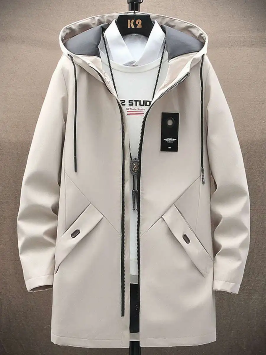 

Мужская демисезонная тонкая куртка-ветровка средней длины с капюшоном Haome, повседневная, модная