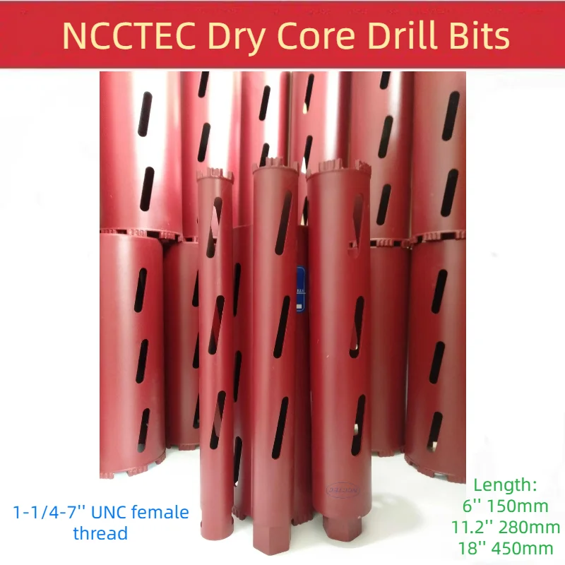 [1-1/4-7'' UNC Female] 1''-10'' * 6''/11.2''/18'' Crown DRY Diamond Core Drill Bits Wire Box Hole Opener 25-254mm *150/280/450mm