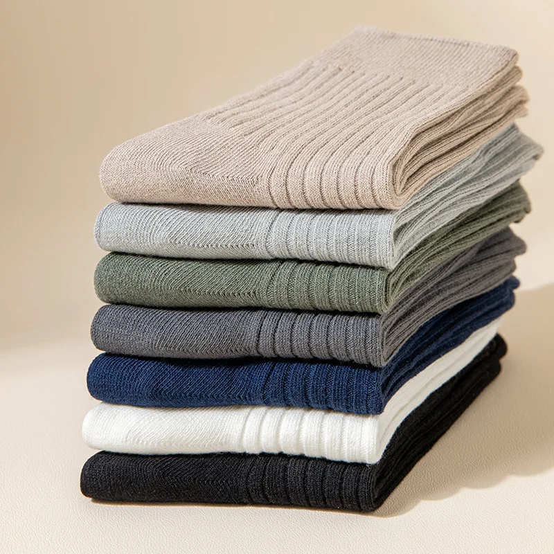 Calcetines de algodón suave y transpirable para hombre, medias informales de tubo medio, color blanco y negro, 3 pares