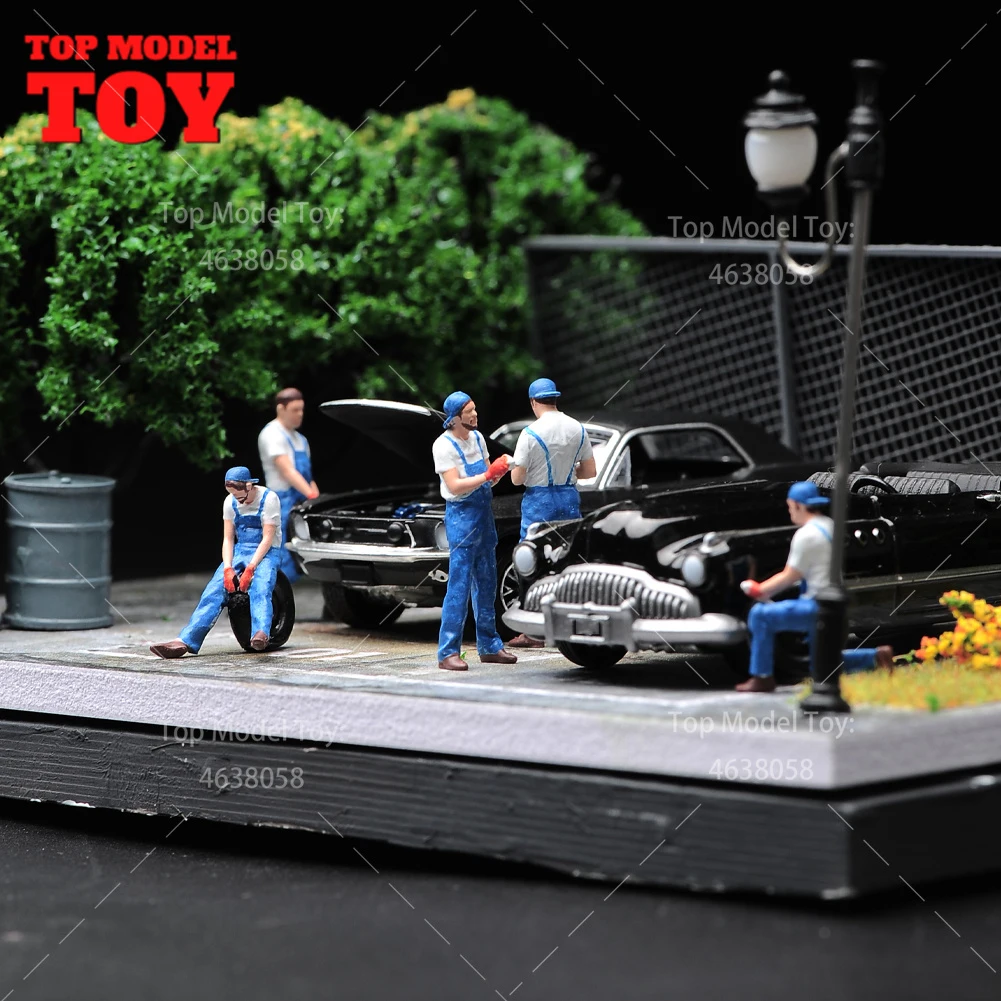 

Painted Miniatures 1/64 1/43 1/87 Motor Mechanic Carry Tire Male Figures Model Mini Scene Props Doll For Cars Vehicles Toys