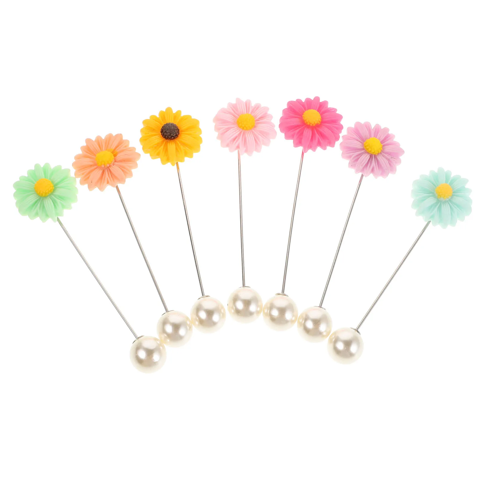 

7pcs Headscarf Buckle Floral Brooch Pins Lightweight Secure Travel Hijab Scarf Holder Colorful Metal Decorative Jewelry Scarf