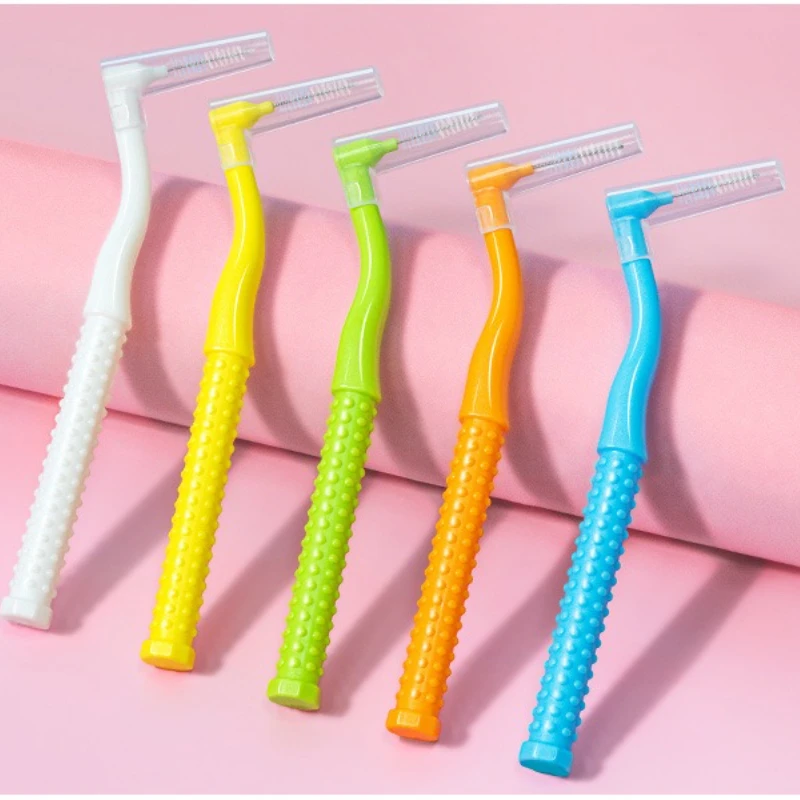 Individually 10PCS L-Shape Interdental Brush Wire Orthodontic Interdental Brush Orthodontic Toothbrush Soft Bristle Oral Care