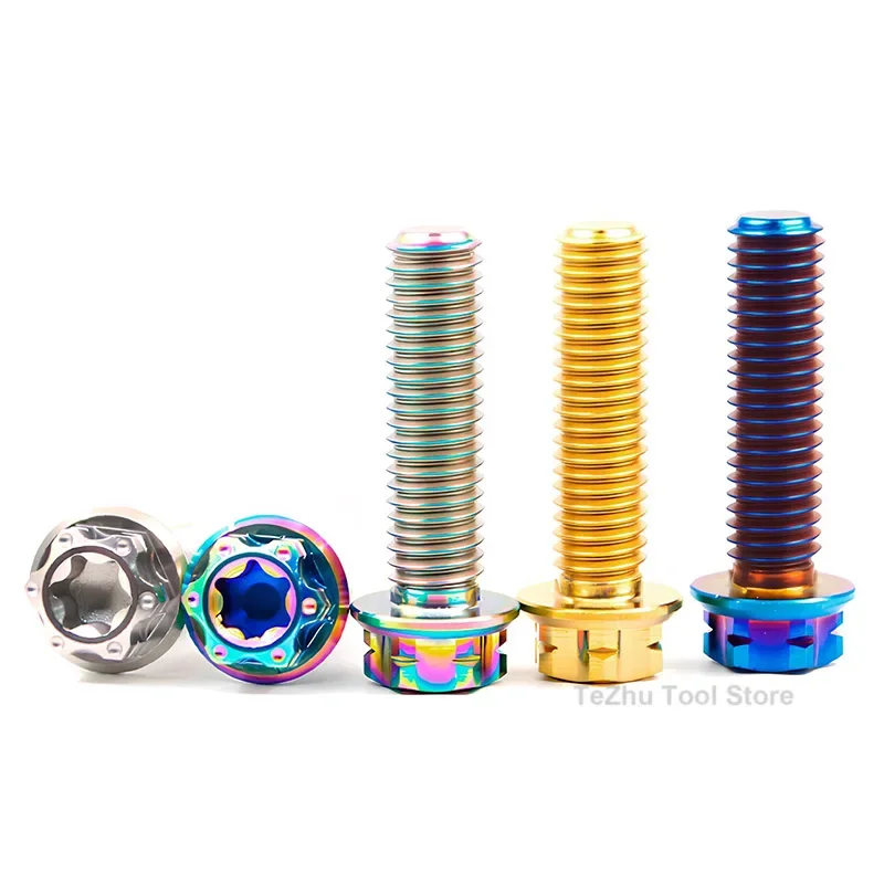 1pc Titanio Ti Bulloni Torx Testa Flangia Vite M6 M8 M10 x 10/15/20/25/30/35/40/45/50/55/60/65/70/75/80/90mm Per Bici Moto