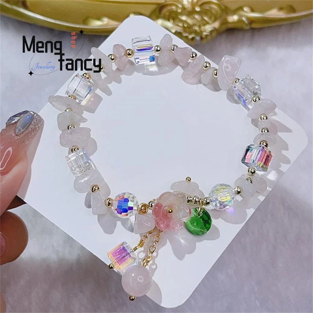 Super Fairy Rock Aquamarine Bracelet Female Glazed Flower Amethyst Color Fluorite Powder Mori Crystal Exquisite Fashion Jewelry