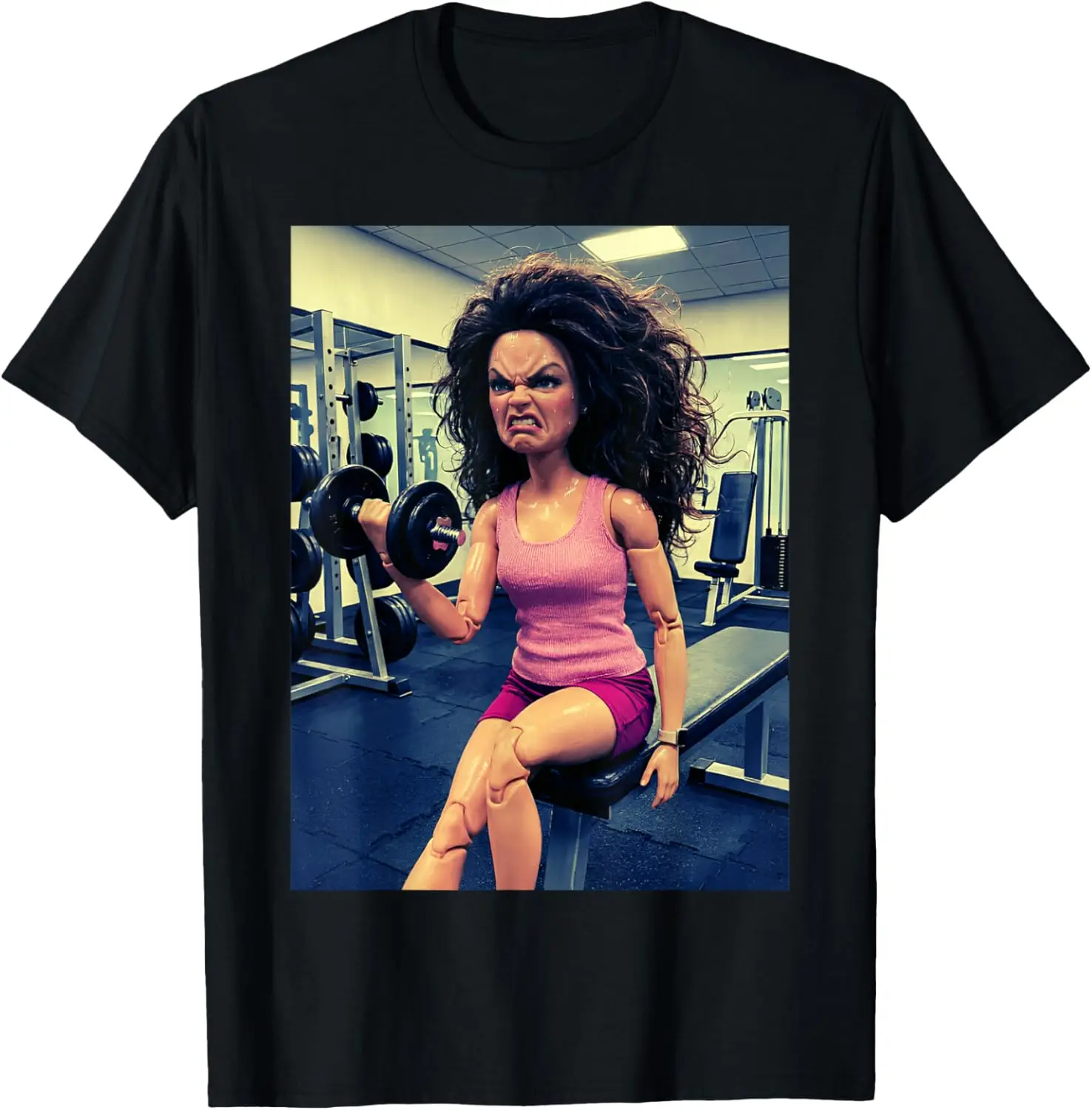 Funny Angry Doll Meme Sarcastic Workout Reaction T-Shirt 100% Cotton Trendy Y2K Short-Sleeve Tee-Soft, Quick-Drying,