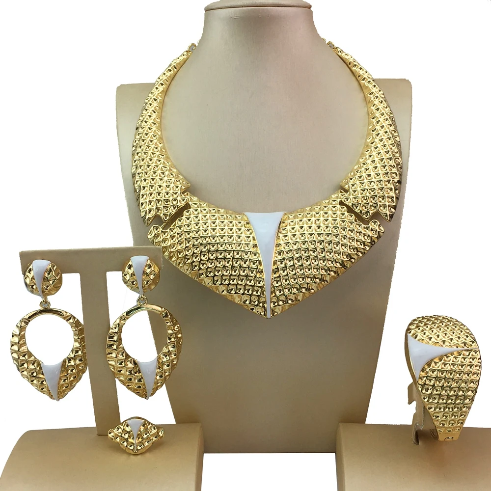 إيما-مطلية بالذهب قلادة وسوار مجموعة للنساء ، مجوهرات حفلات الزفاف ، أقراط دبي ، أنماط مصمم الإيطالية ، أحدث صيحات الموضة