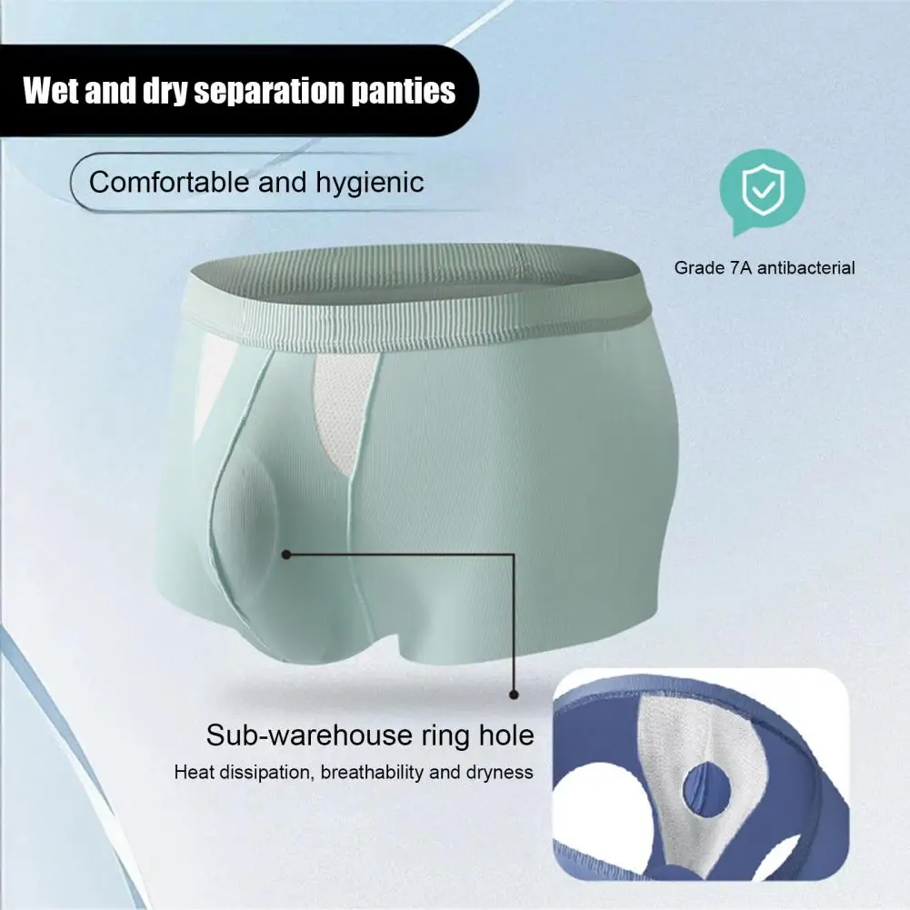 Comfortable Fit Boxer Briefs Men's Mid-rise Boxer Underwear Elastic Waistband Breathable Shorts Double Layer U-convex for Daily