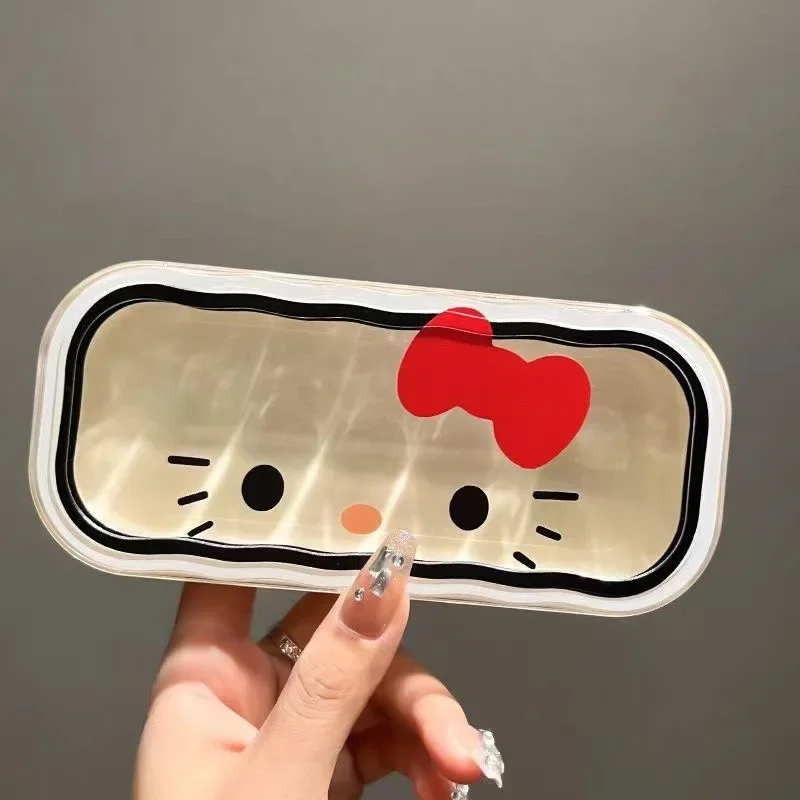 MINISO Sanrio Hello Kitty Glasses Storage Box Anime Kawaii Cute Cartoon Girly Heart Sunglasses Protective Case Gifts for Girls