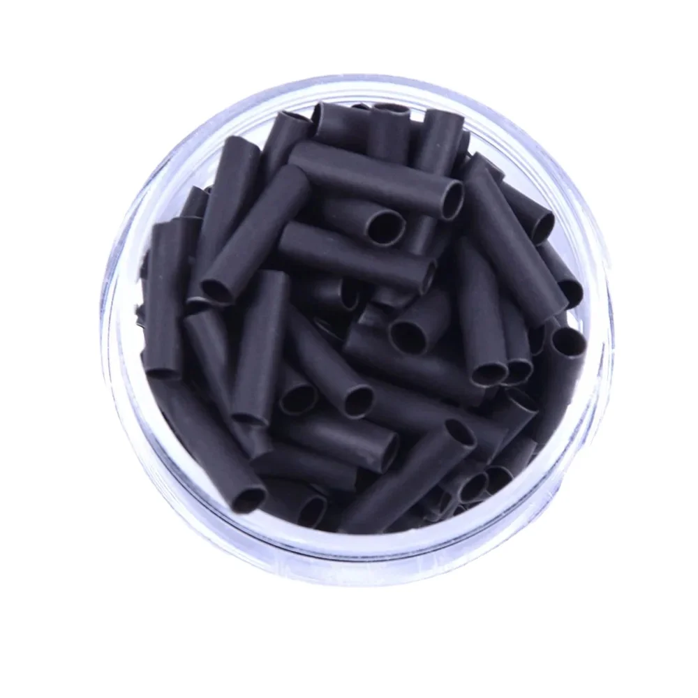 

500pcs 10mm Shrinkies Tube Hair Extensions Tools Black / Transparent Tubes for Hair Extensions