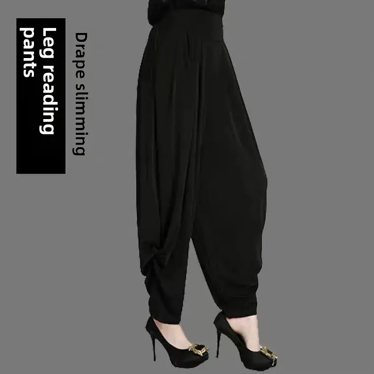 فضفاض المرأة الحريم السراويل عالية الخصر عارضة الرقص السراويل كبيرة الحجم فضفاض السراويل فانوس الملفوف السراويل الطويلة #2