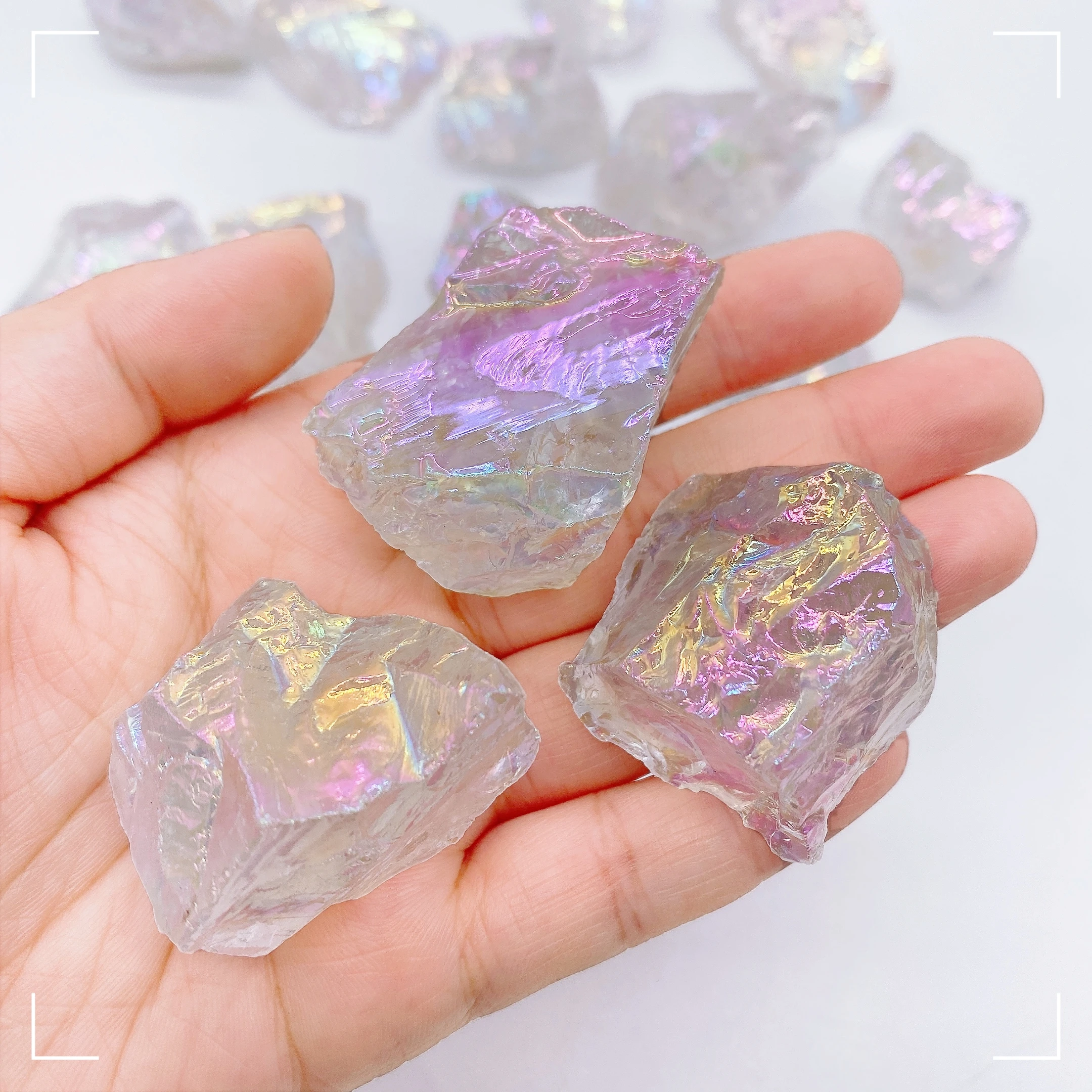 Natural Crystal Raw Stone High Quality Aura Clear Quartz Electroplated Gems Jewelry Glitter Crystal Healing Home Decor Gift