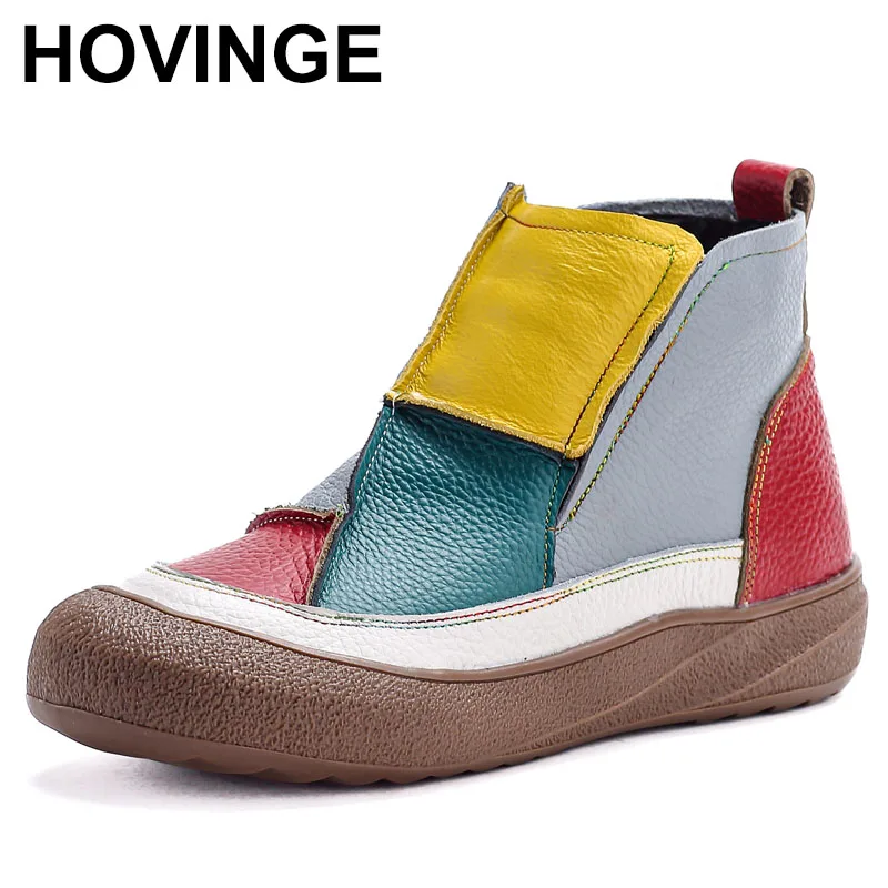 

Genuine leather boots woman thick sole plush shoes winter warm ankle boot women's autumn zipper short chelsea boot boho shoes