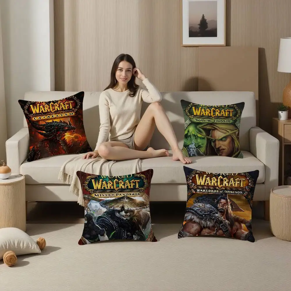 Popular Game W-World Of W-Warcraft Pillow Cover For Bedroom Room And Living Room Sofa Decorative Cushion Cover