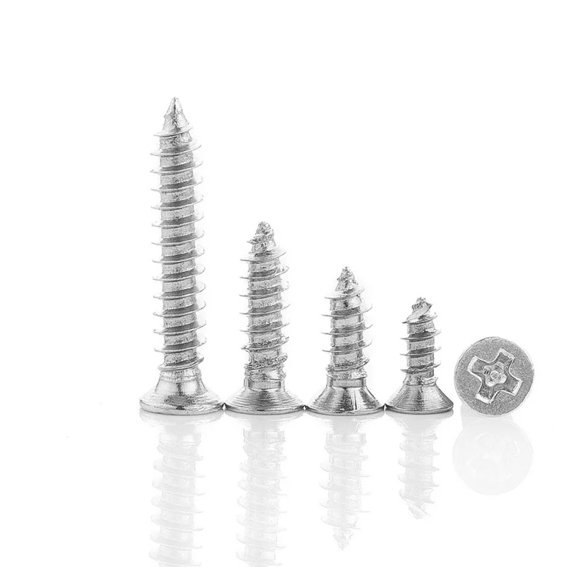 10pcs/lot Cross Recessed Countersunk Flat Head Self-tapping Screw M3 M3.5 M4 M5 M6 M8 Stainless Steel Phillips Furniture Screw