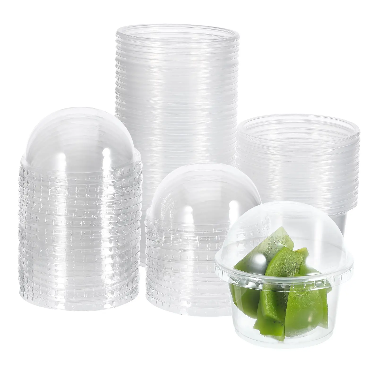 

100pcs Disposable Pudding Cups 250ml Plastic Dessert Containers High Lid for Ice Cream Cake Jelly Yogurt Bowls Parties Weddings
