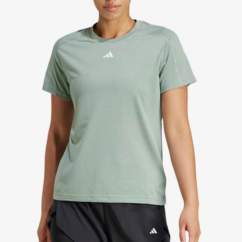 Adidas genuine AEROREADY new women's light green short sleeved T-shirt JC9531