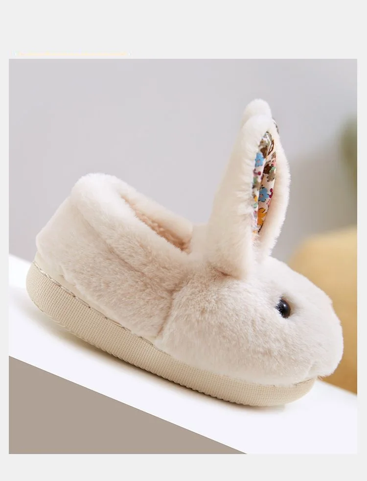 Kawaii Babi Rabbit Slippers Children Cute Animal Kids Indoor House Plush Slippers Winter Warm Fuzzy Bunny Shoes