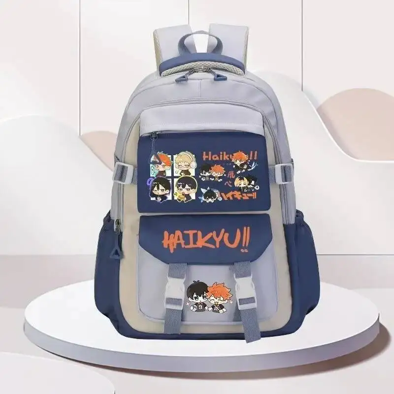 

Anime Game Breathable Mesh Black Blue Brown Green Purple Haikyuu Student Teens School Bags Backpacks