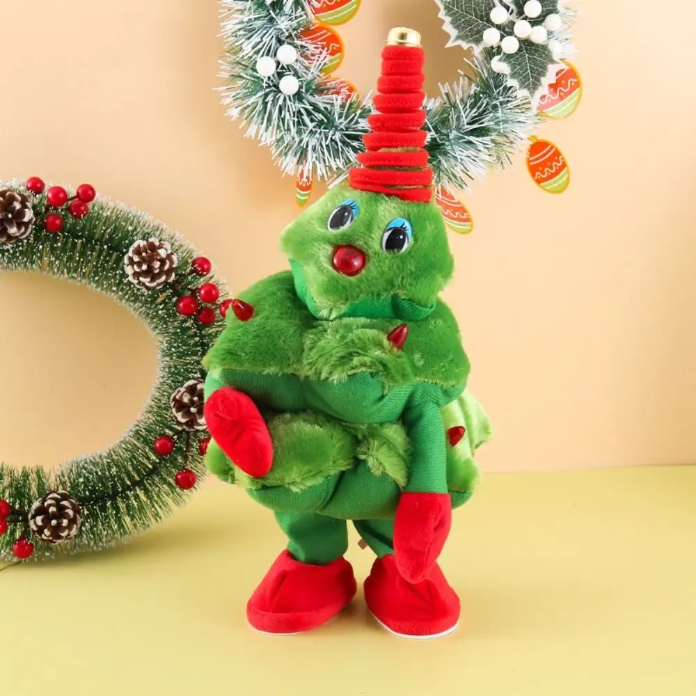 35cm Size Electric Dancing Christmas Tree Glowing Singing Christmas Plush Toy Swinging Blowing Saxophone Electric Plush Doll