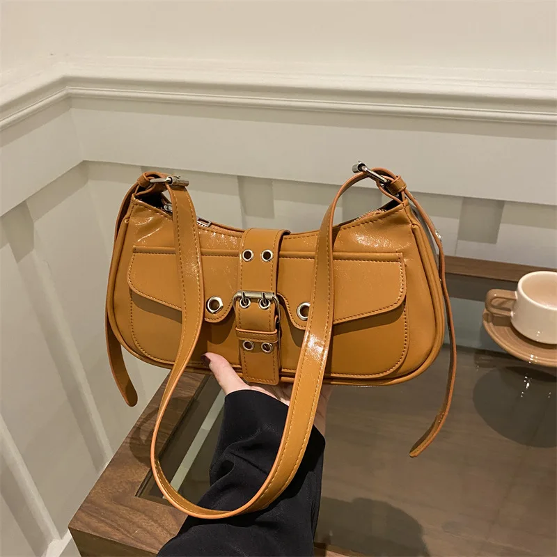 

Y2k Retro Punk Style Women Shoulder Bags Casual Versatile Ladies Messenger Bag Portable Cool Hot Girls Pu Leather Handbags Purse