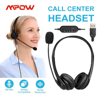 Mpow USB Wired Headset with Microphone for PC Call Center, Noise Cancelling Microphone in-line Control for Office Online Class