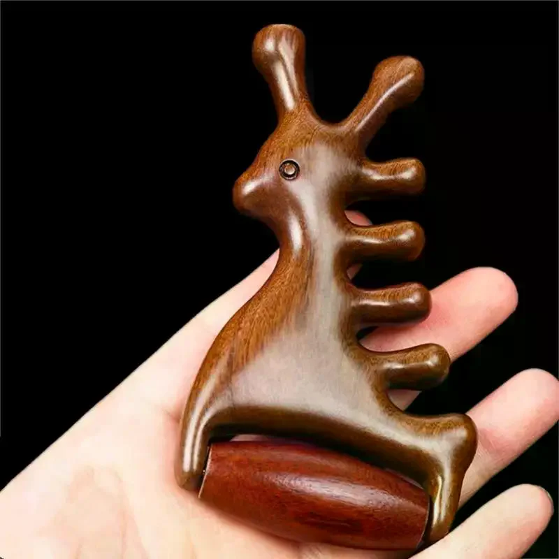 

Wooden Massage Comb Head Meridian Scalp Combs Face Eye Shoulder Neck Scraping Treatment Hair Loss Anti-Static Wide Tooth Comb