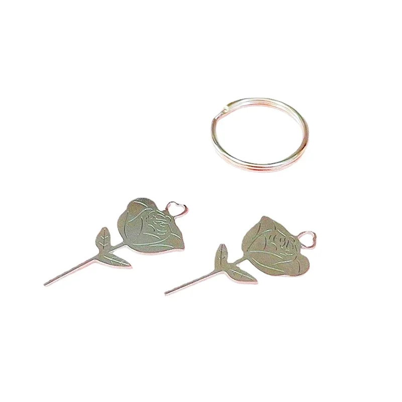 2 قطعة/المجموعة الفولاذ المقاوم للصدأ إبرة الفضة روز شكل للهواتف الذكية سيم بطاقة صينية إزالة إخراج دبوس مفتاح أداة كشتبان العالمي #3