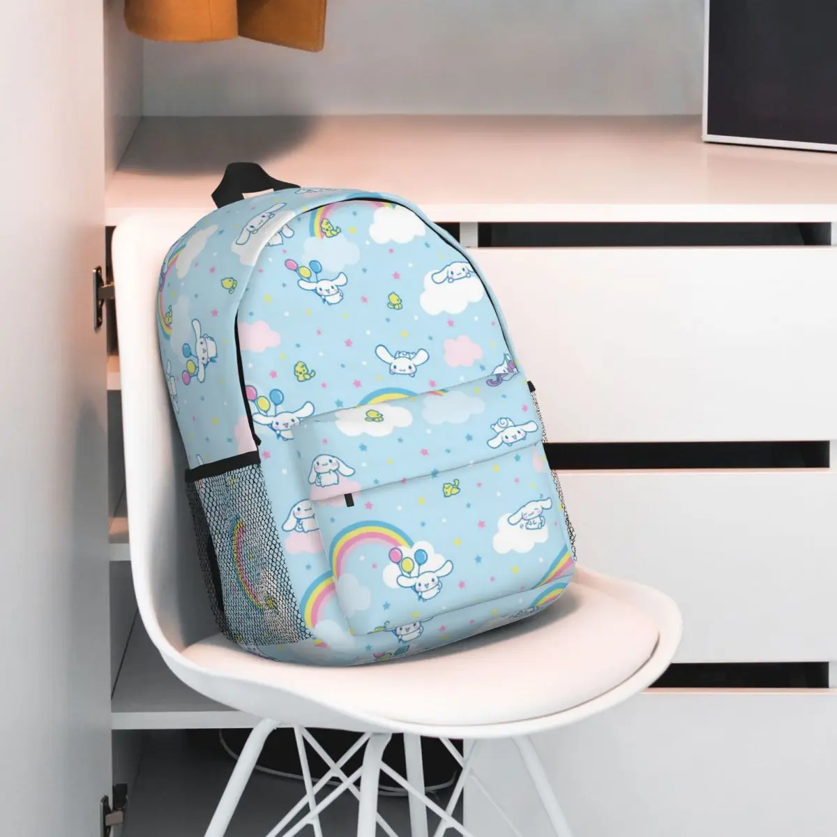 Cartable décontracté léger imprimé Cinnamoroll, école, extérieur, shopping, bureau, 15 po