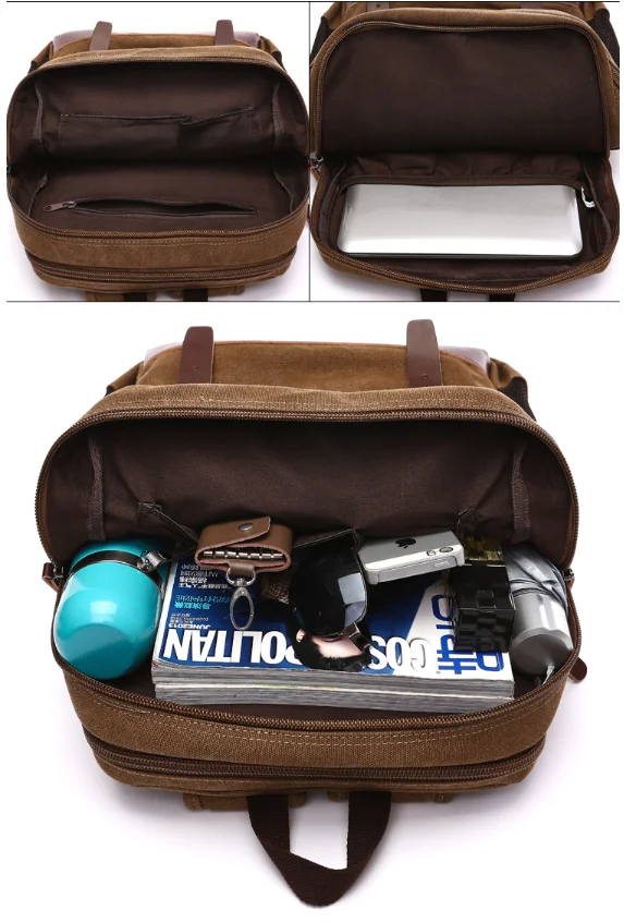 Highend Durable Canvas Coffee Khaki Red Blue Black A4 14 inch Laptop Student Men Women Backpack School Travel Bags Мужская сумка