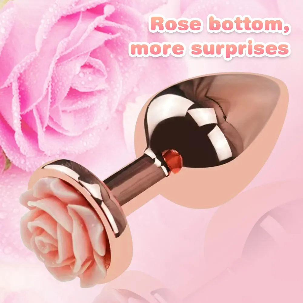 3Size Anal Plug Buttplug Rose Shape Anal Sex Toys for Men Women Beginners Advanced Users Sex Toy for Vagina Training But Plug