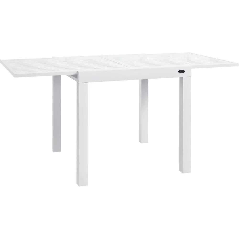 Mesa de Comedor Extensible para Exteriores, 4-6 Personas, 35.5-70.75, Cuadrada/Rectangular, Patio, Jardín, Terraza, Piscina, Blanca