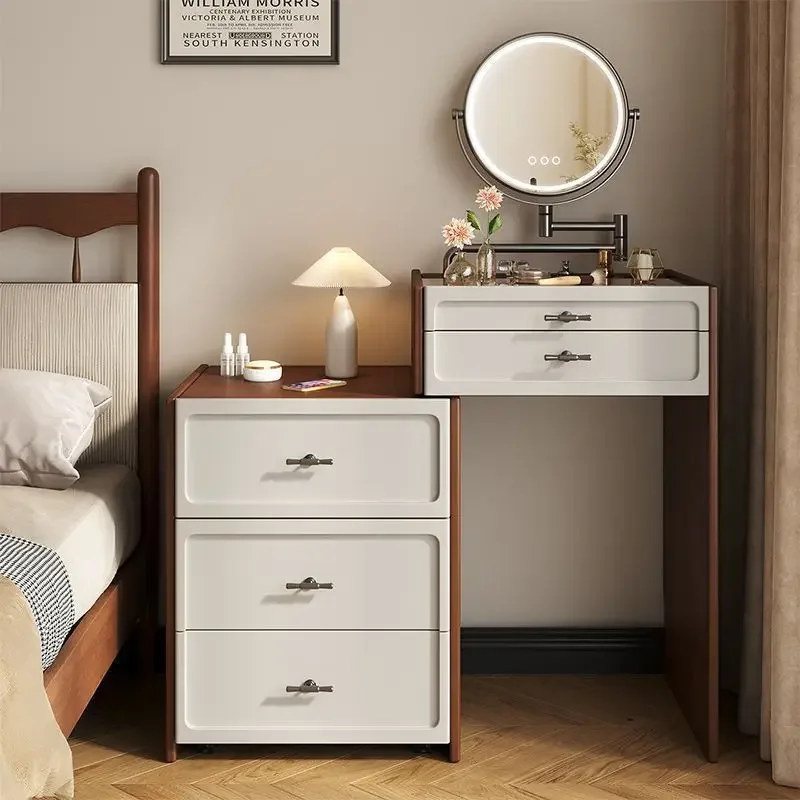 Mini small makeup table modern wind bedside table integrated small apartment retractable 50cm storage cabinet